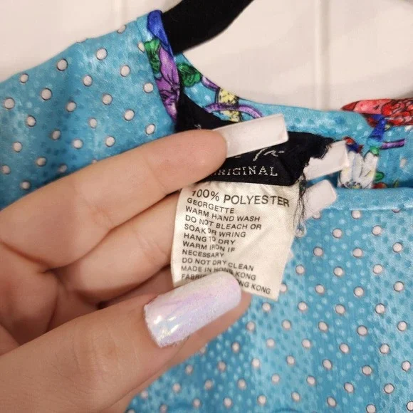 Diane Freis Womens Dress Jacket Set Vtg Georgette Blue Polka Dot Floral Maxi 6 - Picture 16 of 16